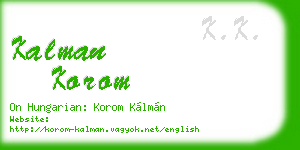 kalman korom business card