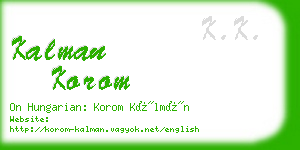 kalman korom business card